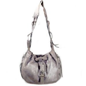 Botkier Silver Metallic Studded Suede Leather Hobo Bag